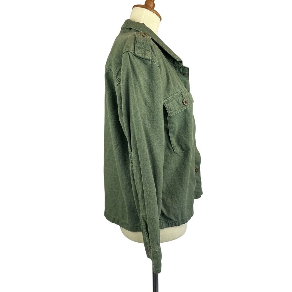 Time and Tru Cargo Jacket Linen Women’s M Army Green Shacket - Picture 4 of 8